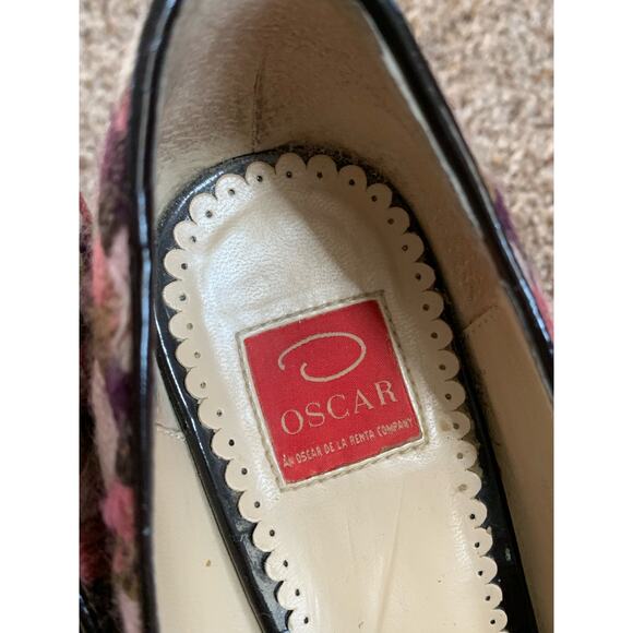 Oscar de la Renta Pump 4 in. Heel Size 9 Brown Patent Pink/Brown/Cream Fabric - Picture 9 of 11